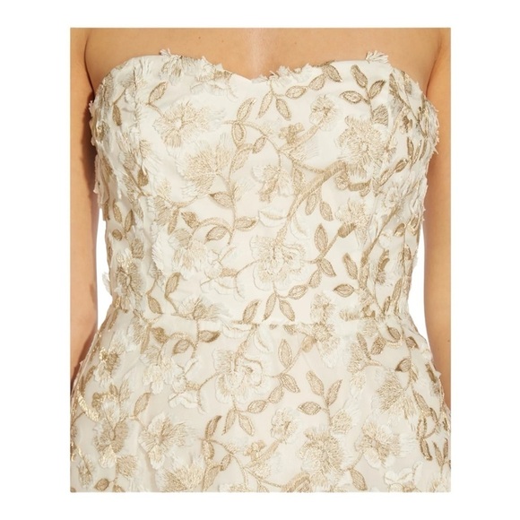 ADRIANNA PAPELL Floral Embroidered Strapless Fit & Flare Dress NWT - Picture 3 of 8